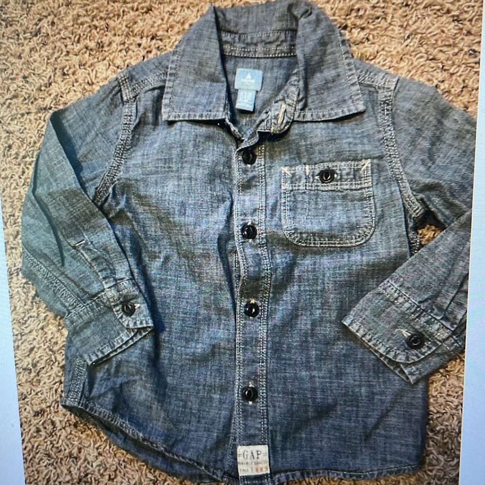 Baby Gap Blue Button-Down Denim Shirt 12-18M